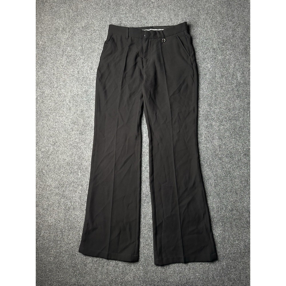 Mens Pants DONOTTAG Black Flared Trousers Rhinestone D Logo, Size L